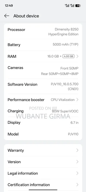 Oppo Reno 12 5G 256 GB Silver