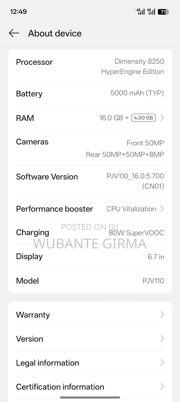 Oppo Reno 12 5G 256 GB Silver