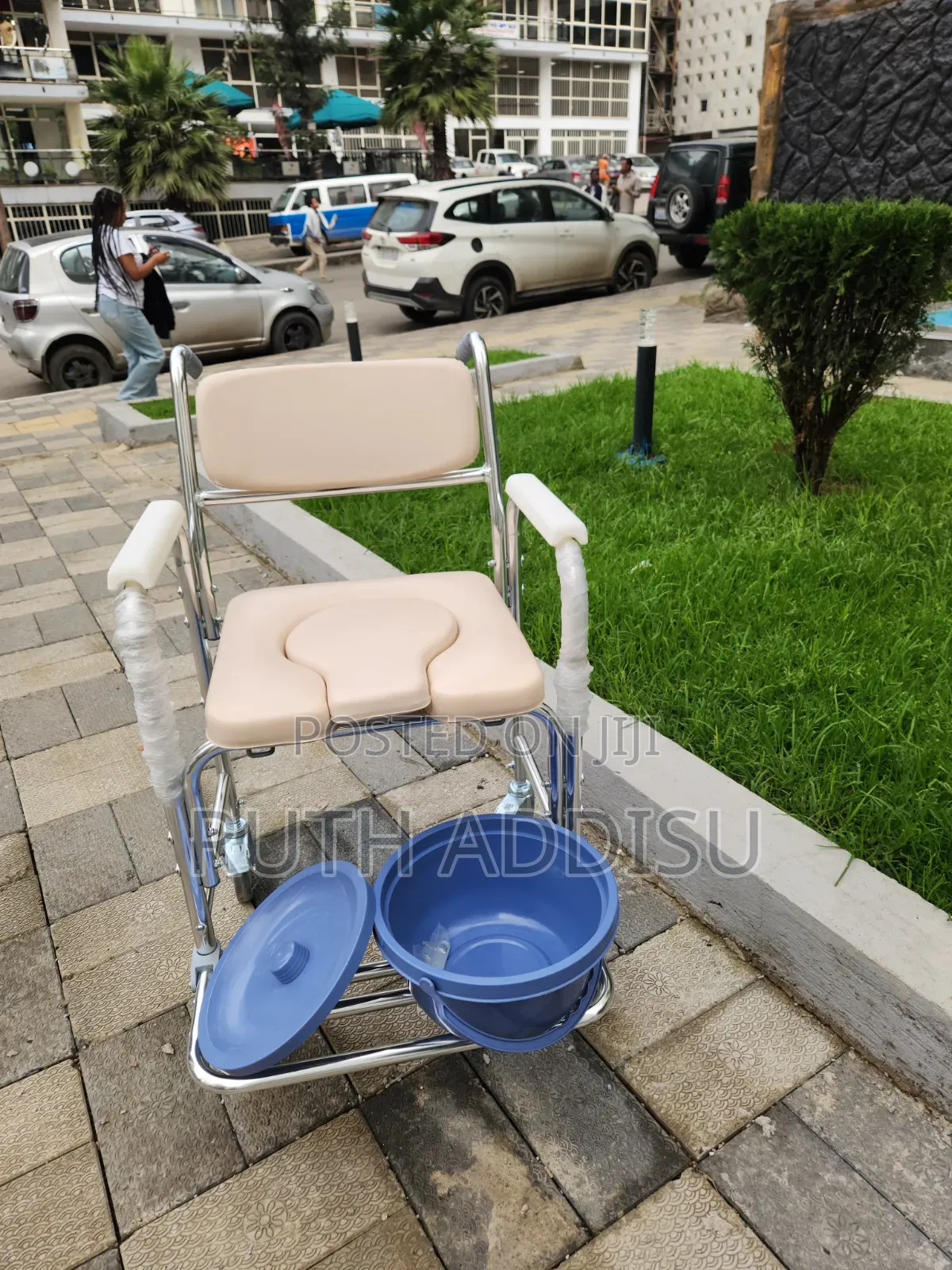 BesGoo Portable Medical Commode Wheelchair Bedside Toilet Shower Chair