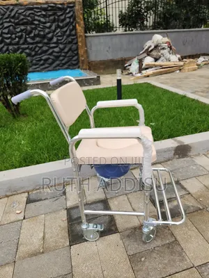 HealthLine Bedside Commode, Aluminum Shower Chair With Padded Seat