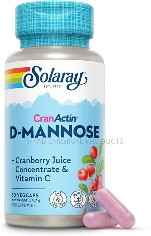 Solaray D-Mannose 1000mg With CranActin Cranberry Vitamin C, 60 Caps