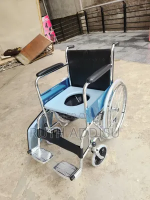 MEDITIVE Commode Wheelchair: Chrome Plated Stainless Steel With Inbuil