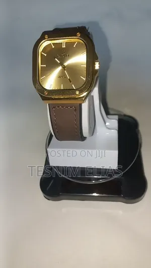 Galaxy Gold and Black Dial Brown and Black Leather Watch