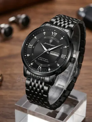 Poedagar Men's Luxury Stainless Steel Quartz Watch Featuring a Black