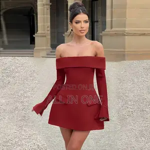 Burgundy Off the Shoulder Dress