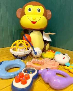 2-in-1 Baby Rattle Toy Set + Monkey Money Bank