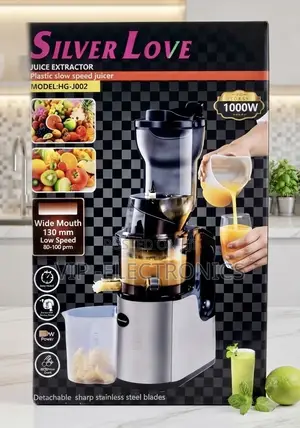 Silver Love Slow Juice Extractor – 1000W With 130mm Wide Feed Chute