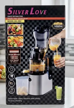 Silver Love Slow Juicer. Featuring a Powerful 1000W Motor