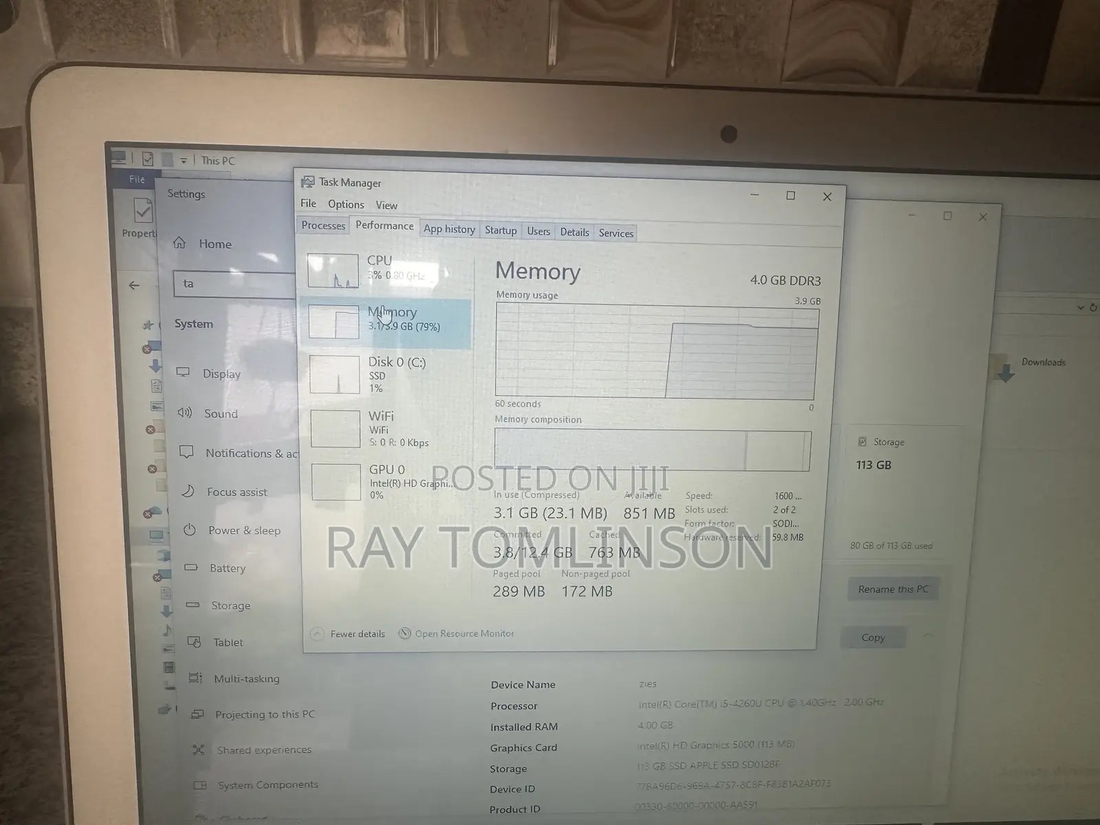 Laptop Apple MacBook Air 2013 4GB Intel Core i5 SSD 128GB