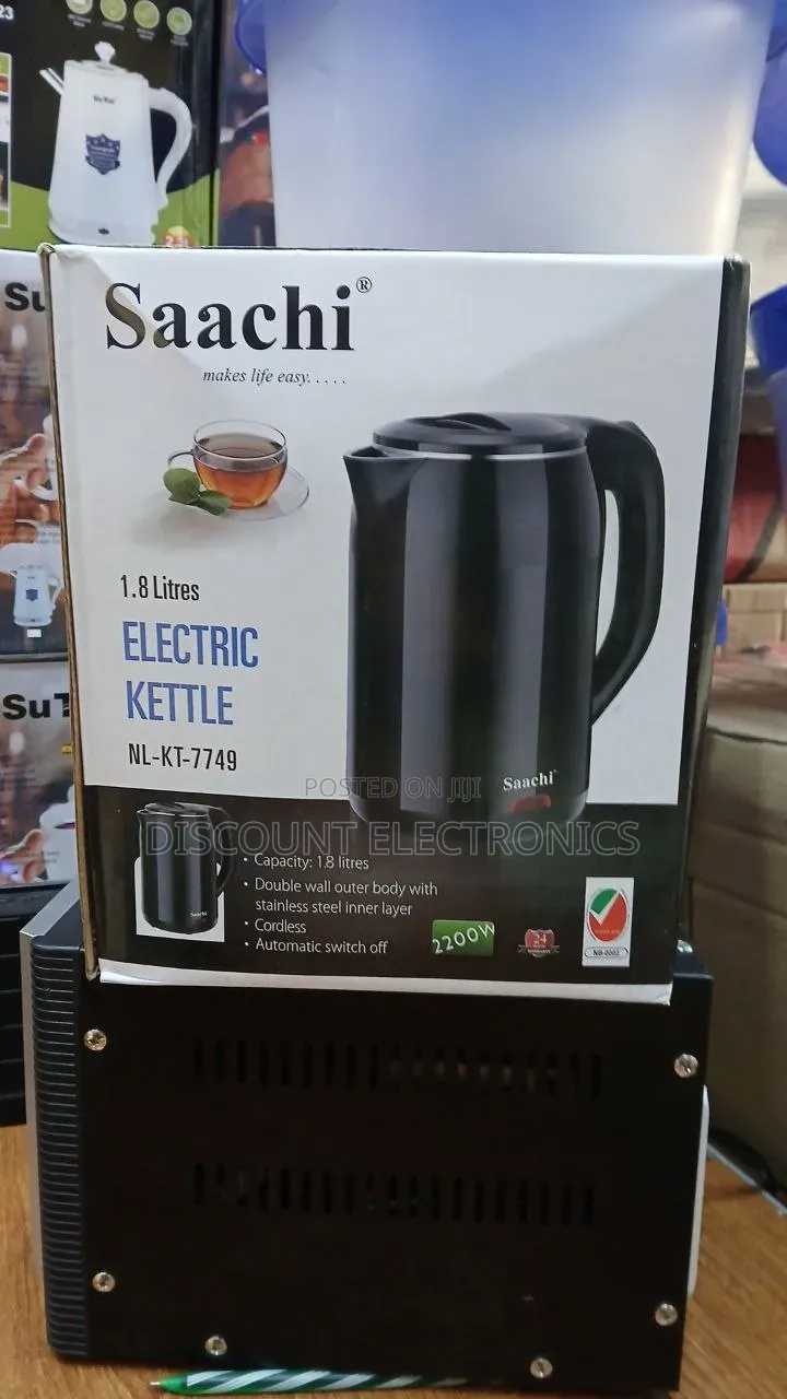 Saachi 1.8L Electric Kettle 2200W DoubleWall CoolTouch Fast Boiling