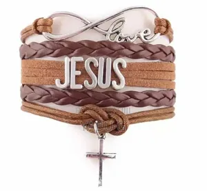 Jesus Infinity Leather Charm Bracelet Jesus Bracelet