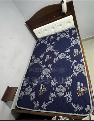 Modern Wooden Bed With Tufted Headboard + Maleda Foam Mattress