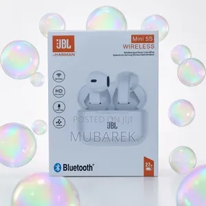 JBL Mini 5S Wireless Earbuds – Sleek White Charging Case