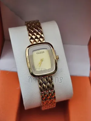 Designer Style Round Watch White Dial Gold Tone Bar Link Medusa Band