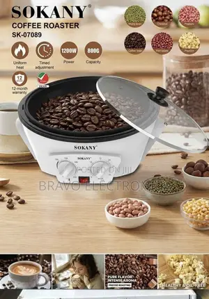 Sokany 800g Coffee Roaster – 1200W | የቡና እና ደረቅ ጥራጥሬ መቁያ