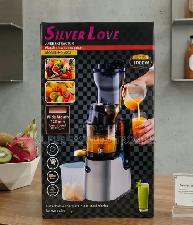 Silver Love Slow Juicer. Slow Press Technology, This Powerful 1000W
