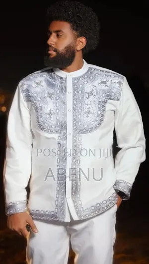 Elegant White Ethiopian Men's Traditional Shirt | Modern Habesha Cloth