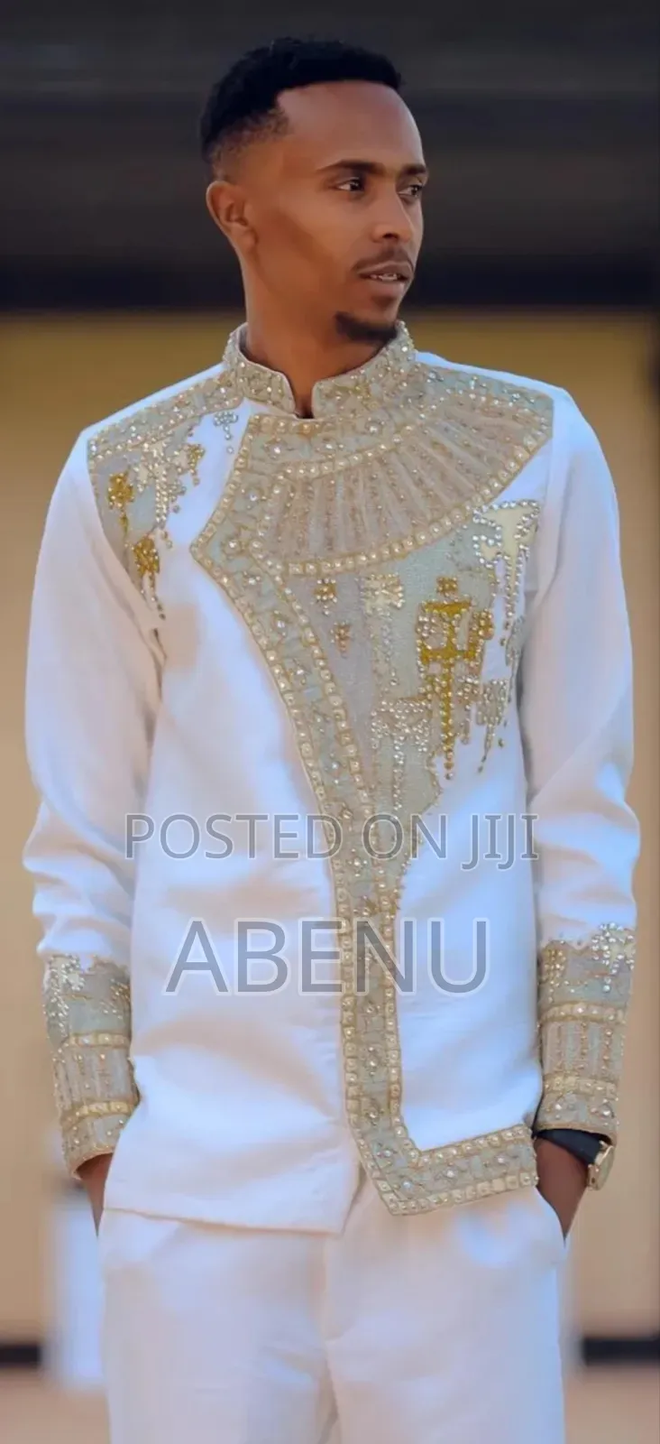 Elegant White Ethiopian Men's Traditional Shirt | Modern Habesha Cloth