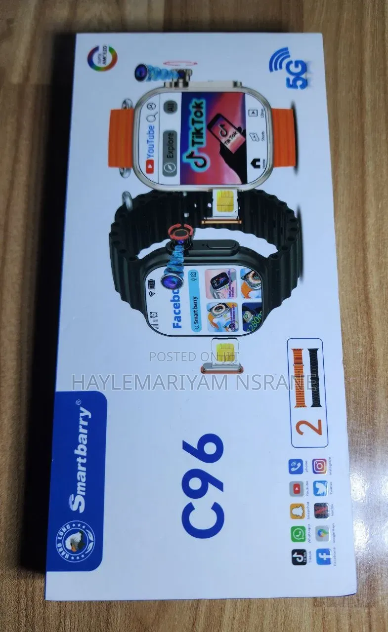 Smartbarry C96 5G Smart Watch With SIM Slot Dual Camera