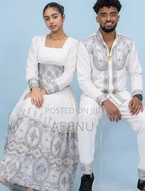 Elegant Ethiopian Habesha Couple Traditional Wedding Outfit