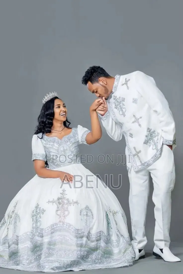 Elegant Ethiopian Habesha Couple Traditional Wedding Outfit