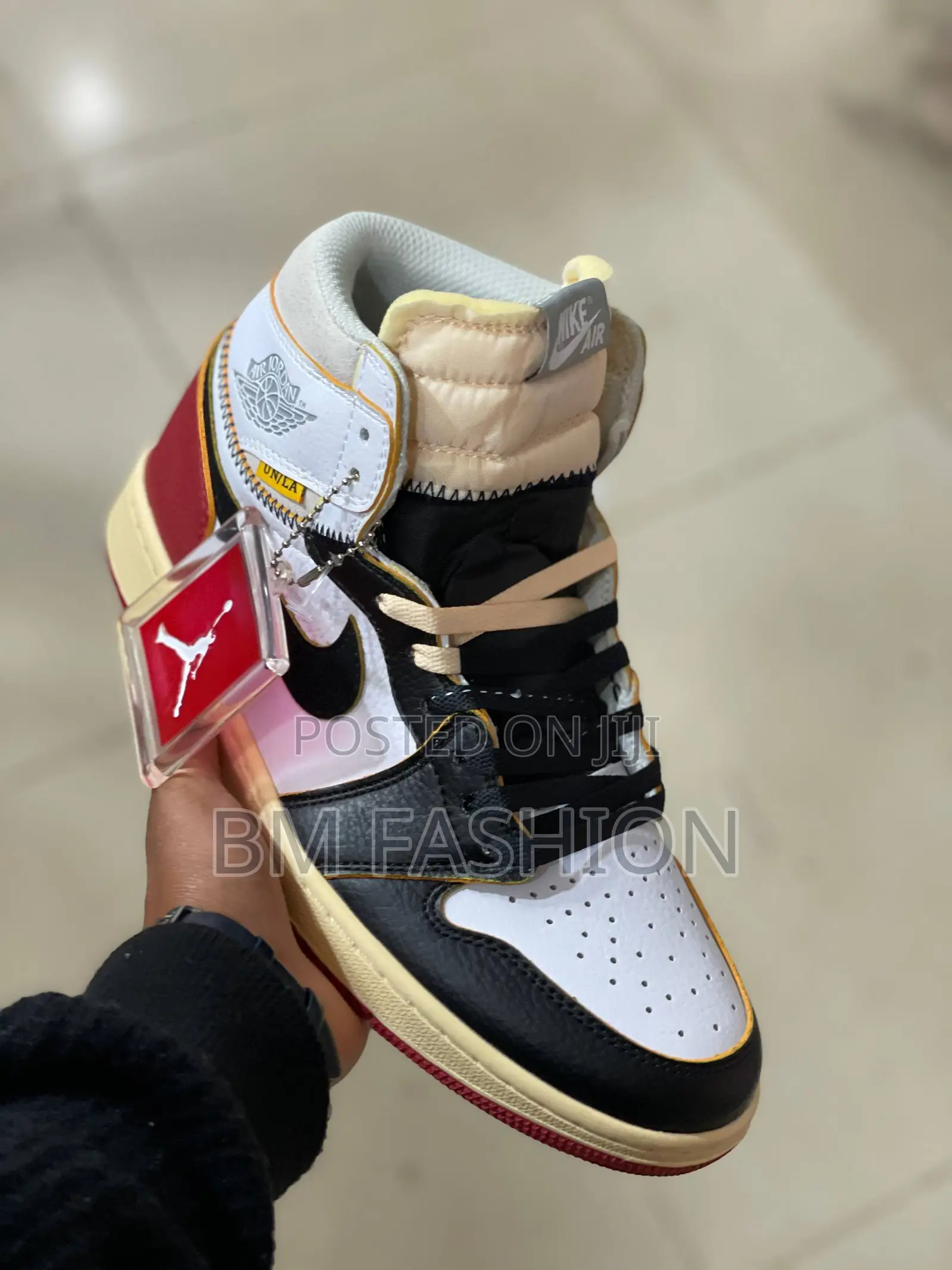 Air Jordan 1 Multicolor Black X White X Red Fashion Mens Mid Boots