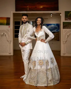 Elegant White Silver Habesha Kemis With Timeless Embroidery