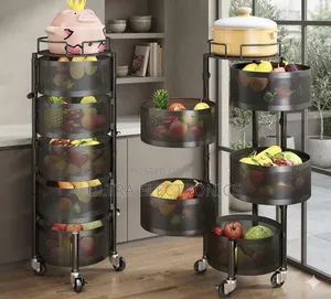 5-Tier Rotating Storage Rack 5 Spacious Rotating Mesh Baskets