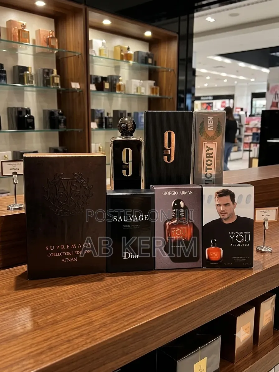 Afnan 9 PM, Dior Sauvage, and Georgia Armani Stronger With You.