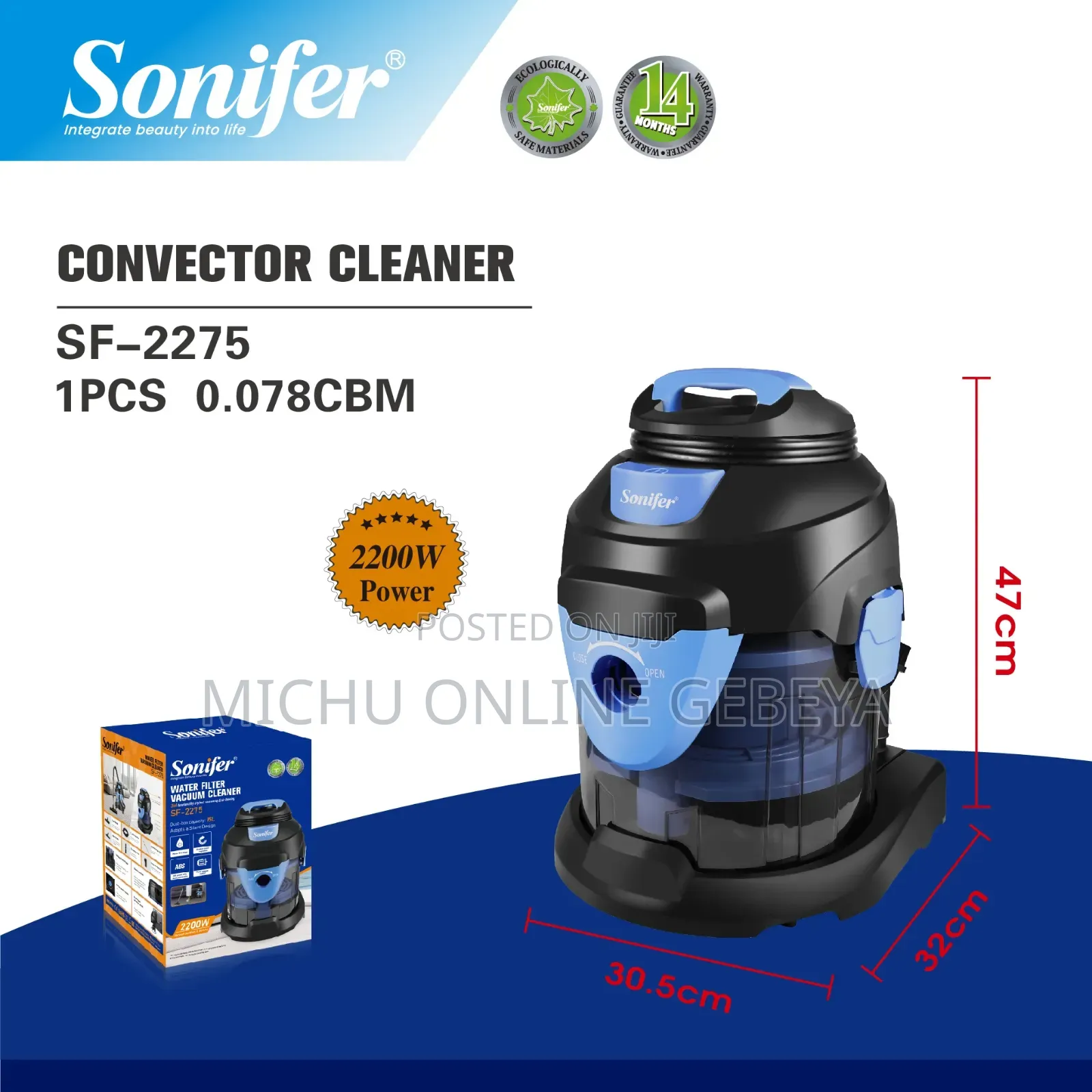 Sonifer 2200W Water Filter Vacuum Cleaner Dry/Wet/ Free Delivery