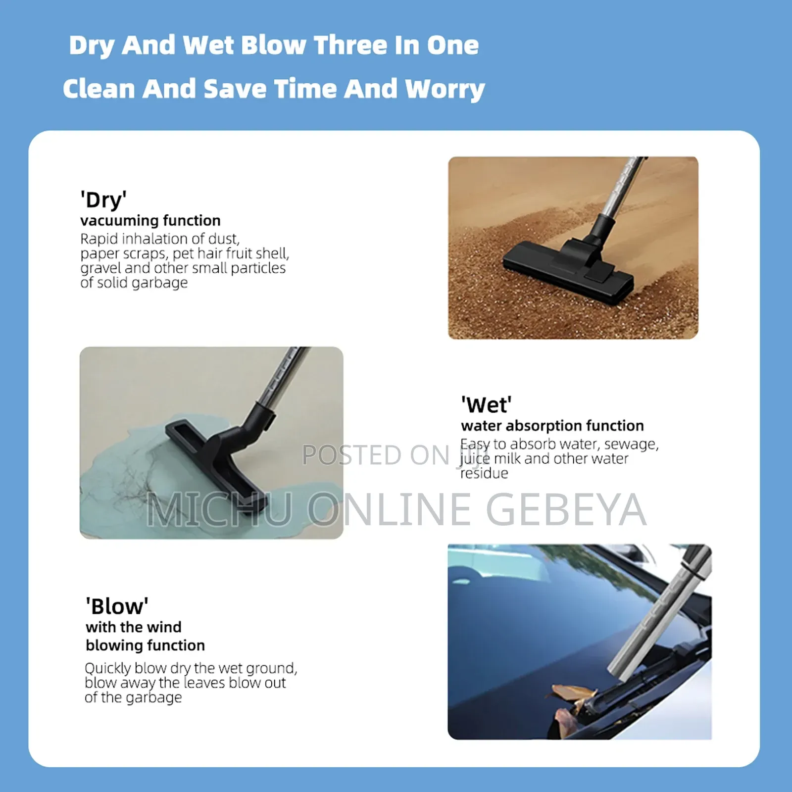 Soniferwater Filter Vacuum Cleaner Dry/Wet/ Air Blowing Free Delivery