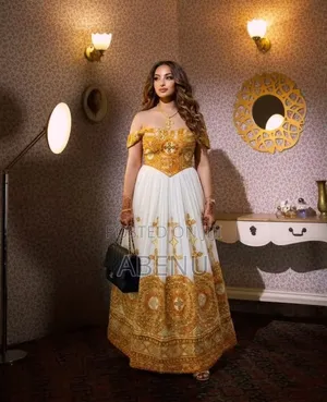 Elegant White Gold Habesha Kemis