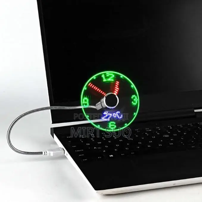 USB LED Clock Fan USB-Powered for Laptop Office Home Travel