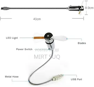 USB LED Clock Fan USB-Powered for Laptop Office Home Travel