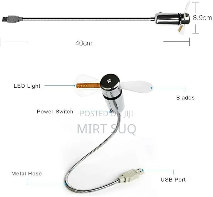 USB LED Clock Fan USB-Powered for Laptop Office Home Travel