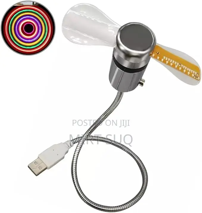 USB LED Clock Fan USB-Powered for Laptop Office Home Travel