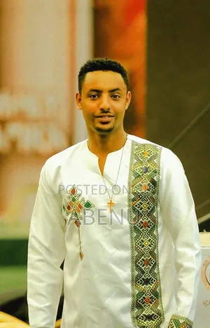 Elegant White Ethiopian Traditional Men's Shirt Habesha Shirt