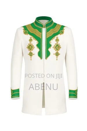 Elegant White Ethiopian Habesha Men's Shirt With Silver Cross Embroide