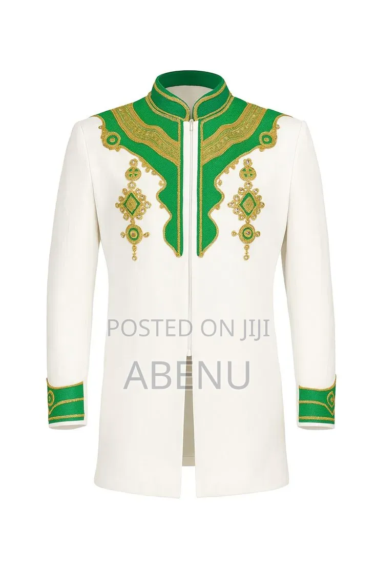 Elegant White Ethiopian Habesha Men's Shirt With Silver Cross Embroide