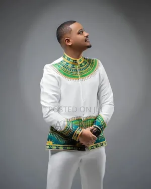 Elegant White Gold Habesha Men's Traditional Shirt