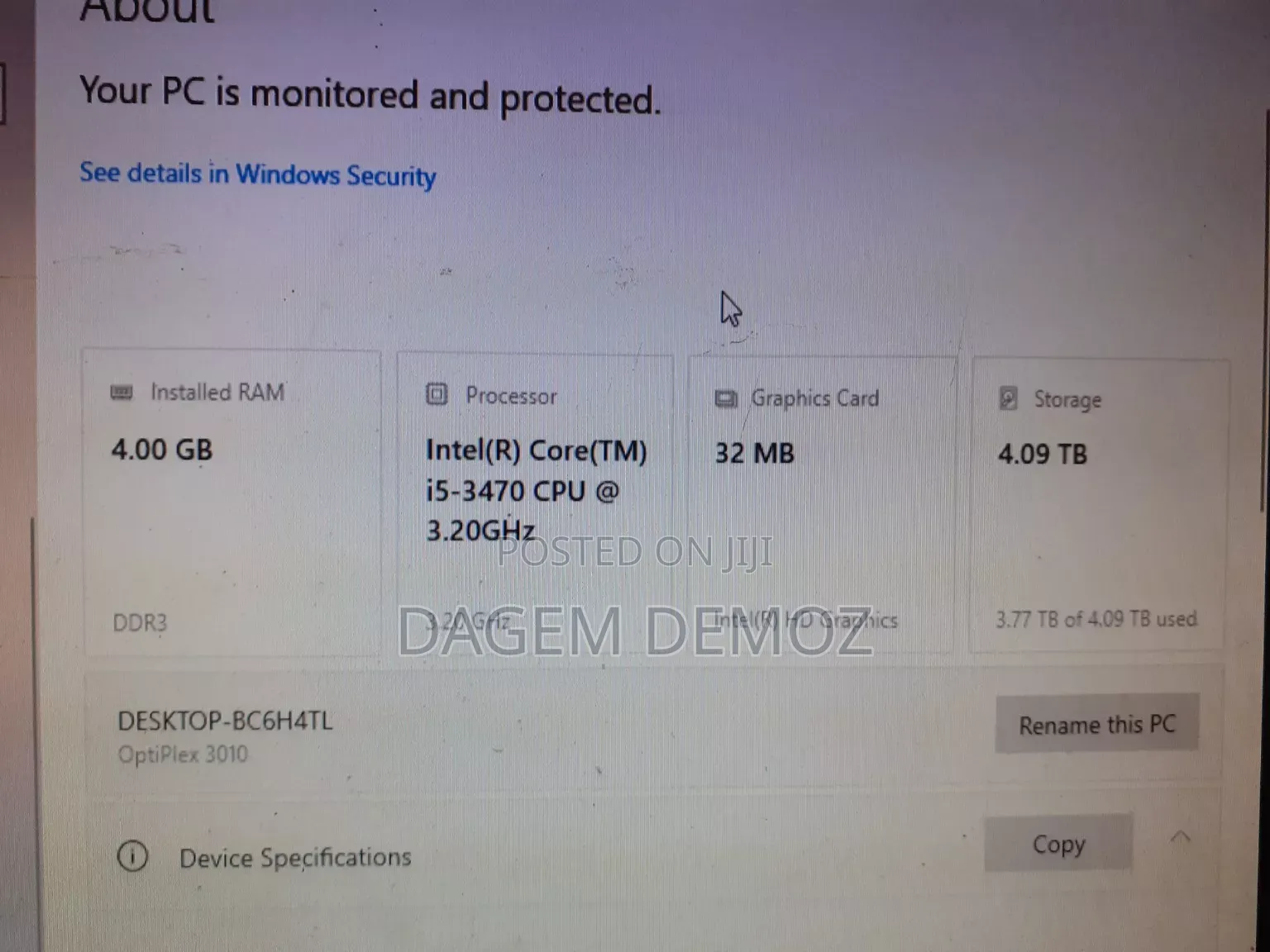 Desktop Computer Dell OptiPlex 3010 4GB Intel Core i5 HDD 500GB