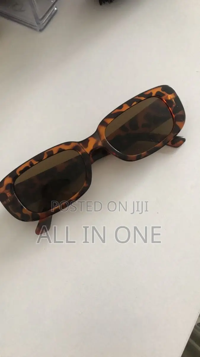 Unisex Leopard Print Rectangular Frame Sunglasses