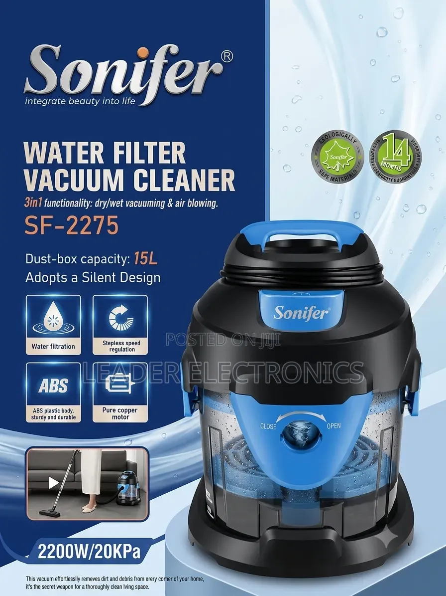 Sonifer 3-in-1 Water Filter Vacuum Cleaner 15L – Wet Dry