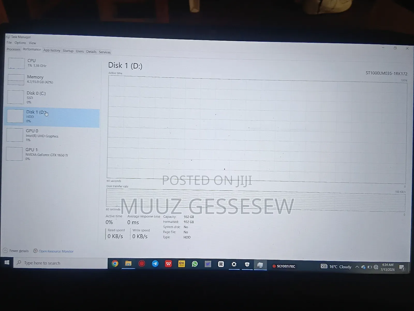 Laptop Lenovo Ideapad 3 16GB Intel Core i7 HDD+SSD 1T
