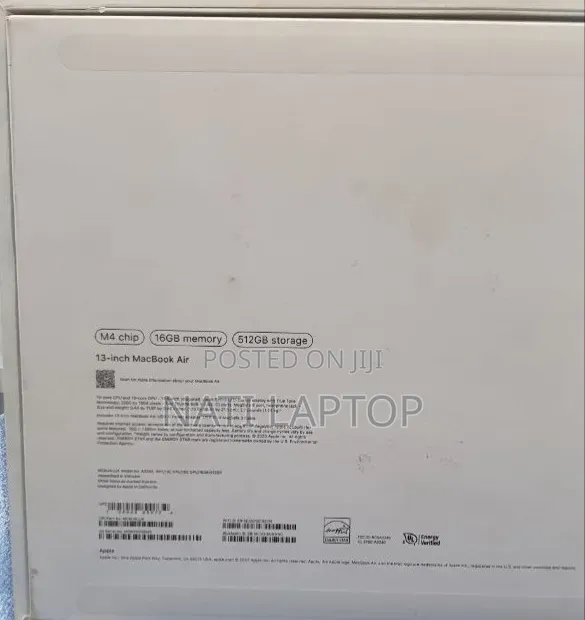 New Laptop Apple MacBook Air 2025 M4 16GB Apple M4 SSD 512GB