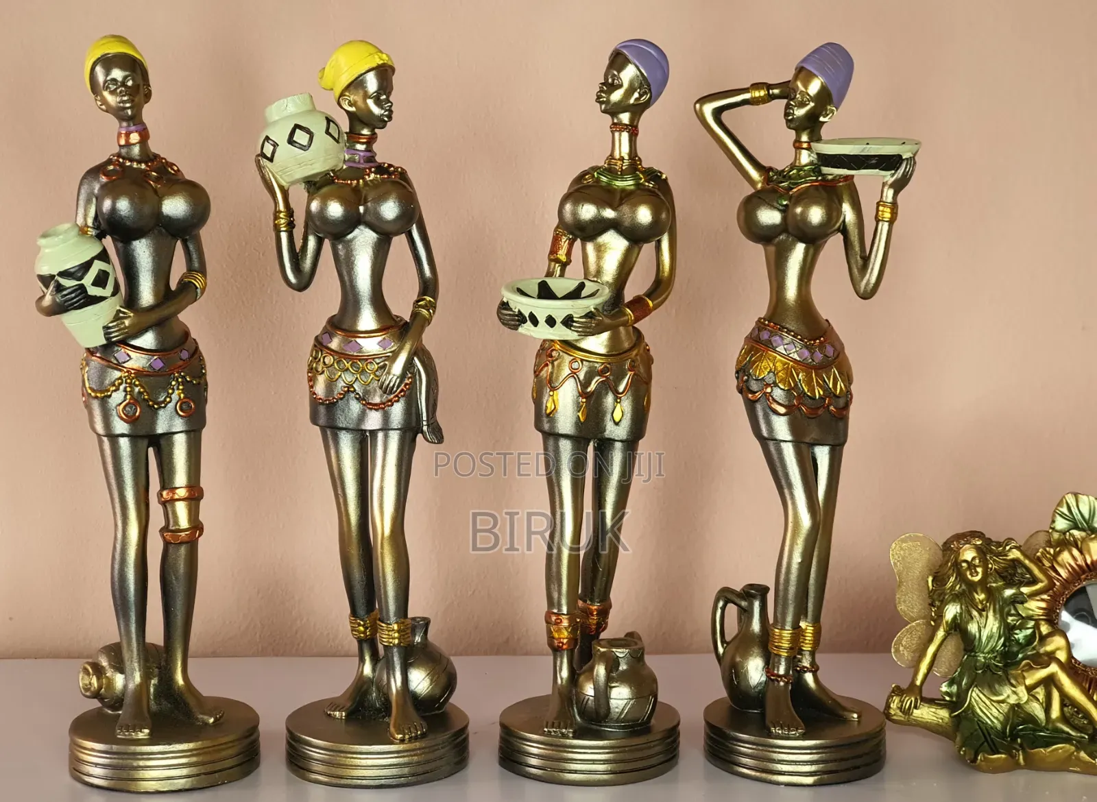 Elegant African Tribal Female Statuettes /Sunflower Fairy Photo Frames