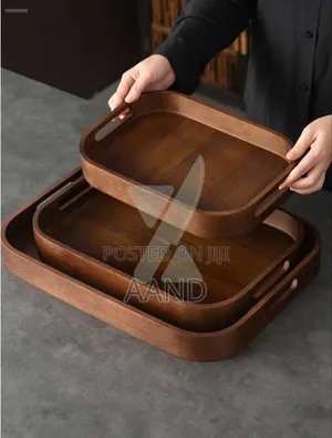 Premium Wooden Serving Tray Set