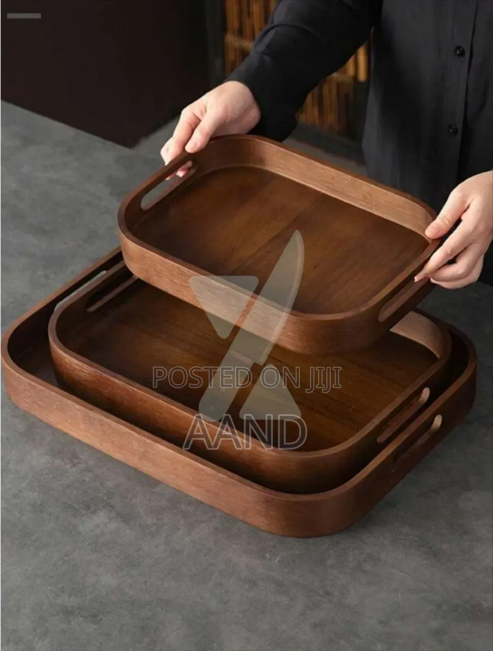 Premium Wooden Serving Tray Set