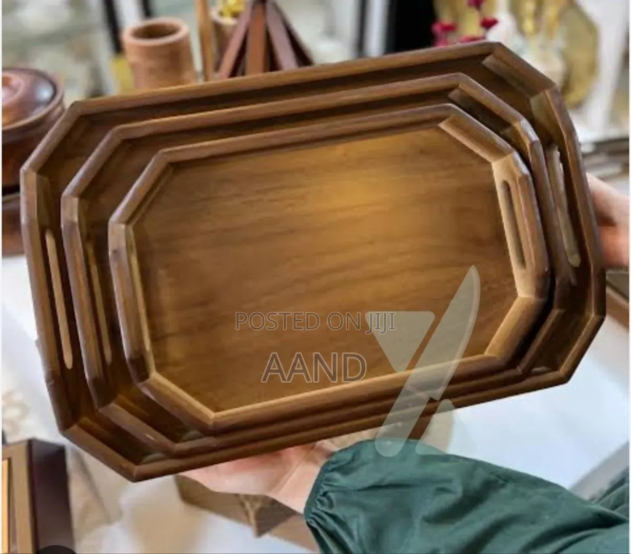 Premium Wooden Serving Tray Set