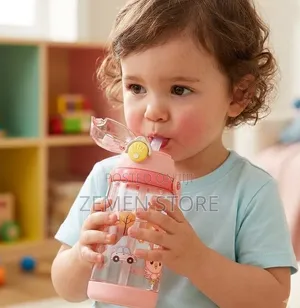 300ml Cute Kids Cartoon Straw Water Bottle – Leak-Proof